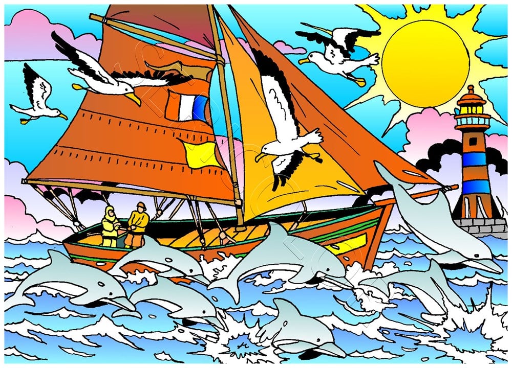 VOILIER ET DAUPHINS – Image 3